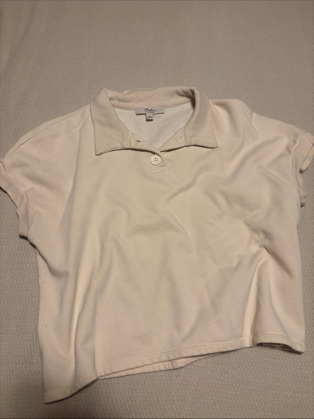 Madewell White Cropped Polo Tee